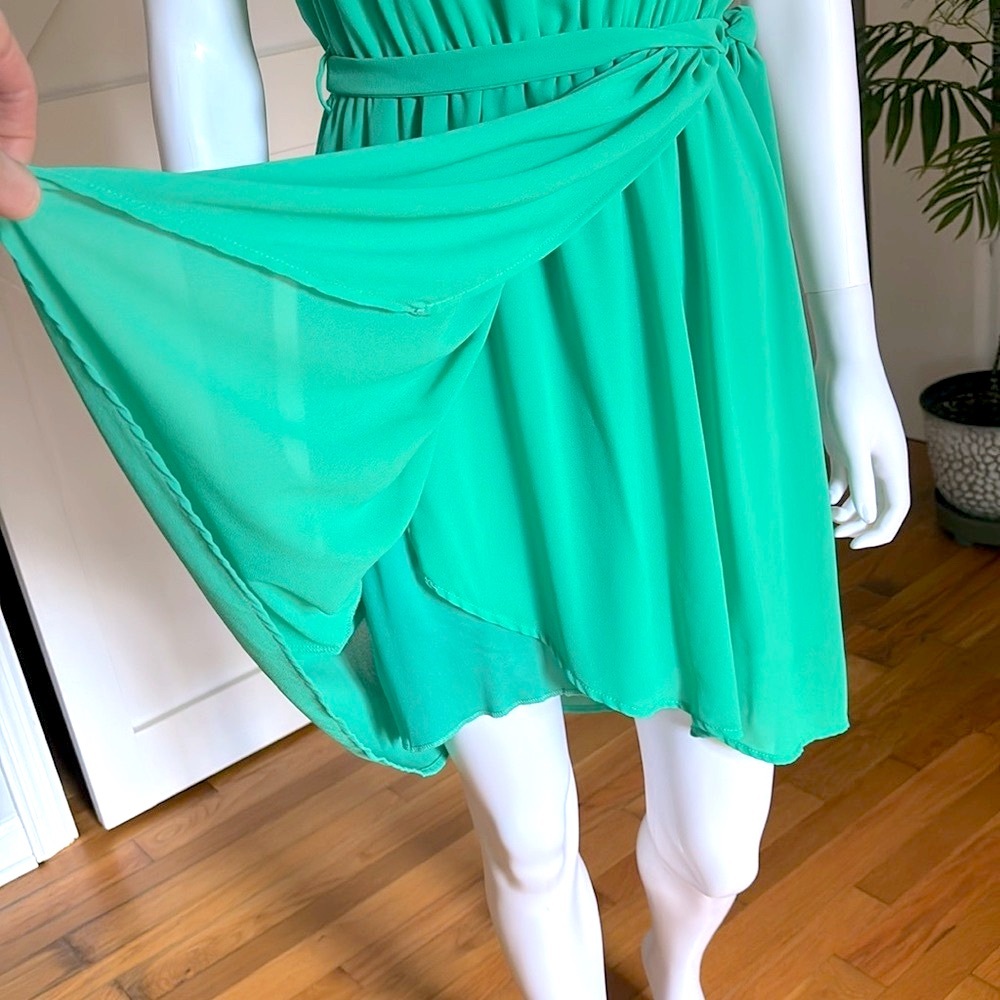 Modcloth Silk Cut Out Back Side Tie Sleeveless Side Tie Wrap A-Line Mini Dress - Picture 5 of 14